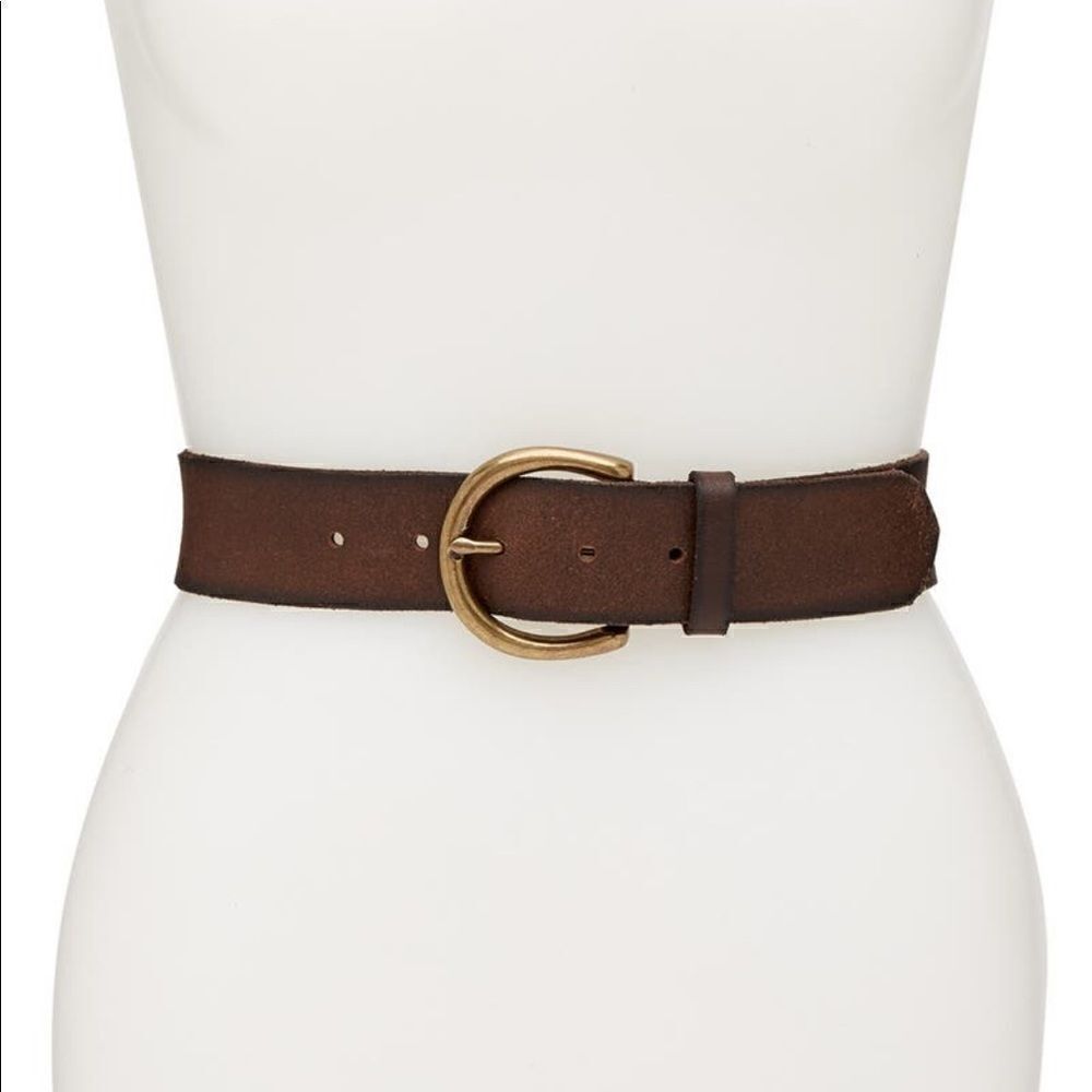 LAST 1! NWT Frye Flat Panel Round Buckle Belt Brown